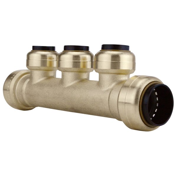 Tectite By Apollo 3/4 in. x 3/4 in. Brass Push-To-Connect Inlets with 3-Port Open Manifold 1/2 in. Outlets FSBM3PTOV2